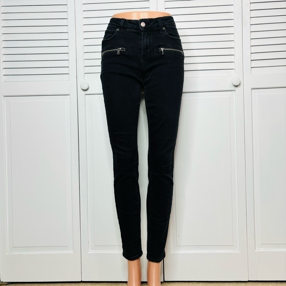 PAIGE Charcoal Black Raw Hem Skinny Jeans Size 29
